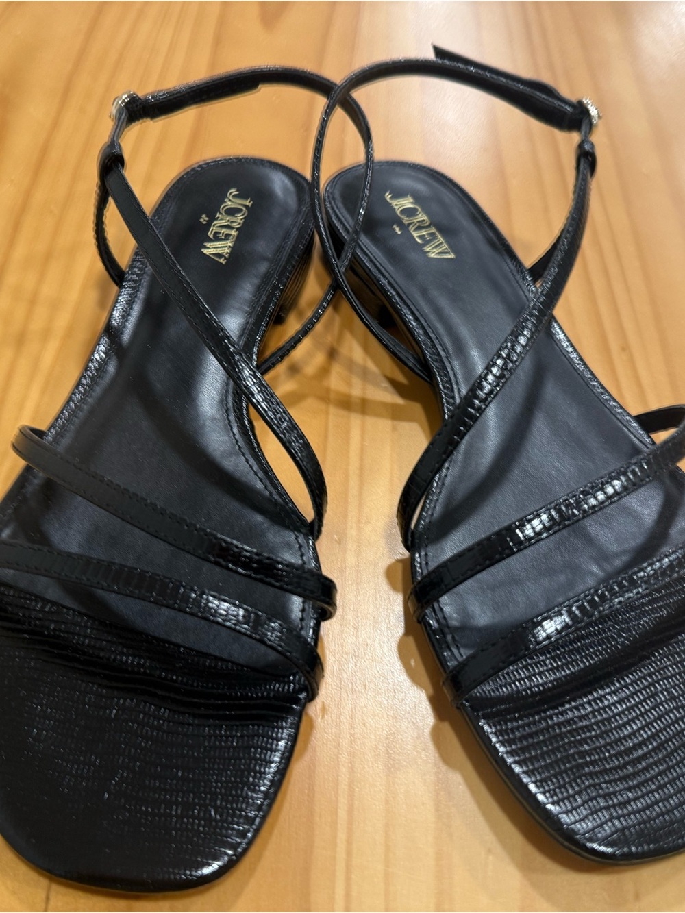 J. Crew Black Patent Strappy Sandals